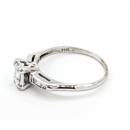 Ring Engagement .70ctw Emerald/Round/Baguette Diamond 14kw sz7 225010300