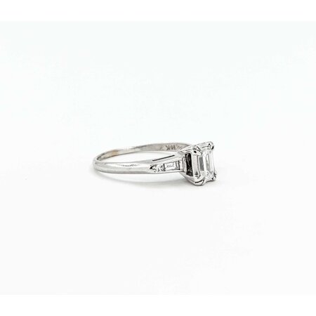 Ring Engagement .70ctw Emerald/Round/Baguette Diamond 14kw sz7 225010300