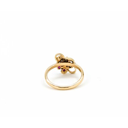 Ring Cocktail .06ctw Round Diamonds .06ctw Garnet 14ky sz3 224110209