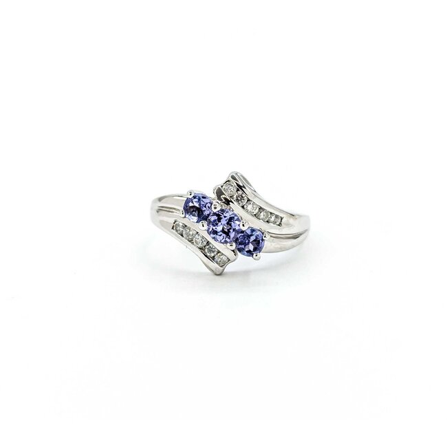 Ring .15ctw Round Diamonds .64ctw Tanzanite 14kw sz7 224110180