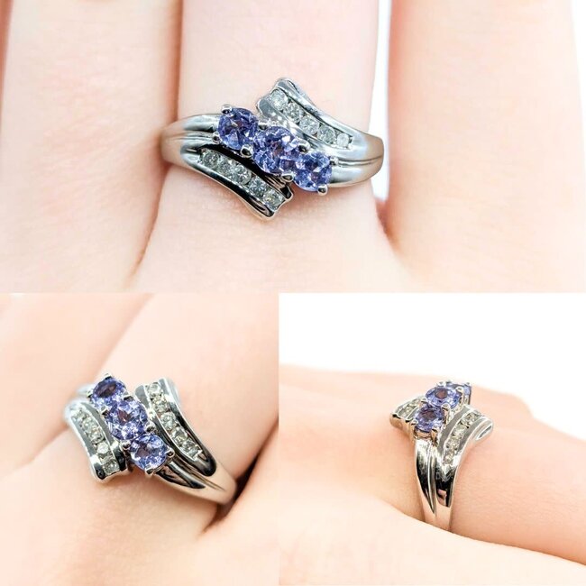 Ring .15ctw Round Diamonds .64ctw Tanzanite 14kw sz7 224110180
