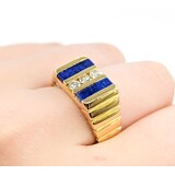  Ring .27ctw Round Diamonds 9.9x2.6mm Blue Lapis 14ky sz10 124110167