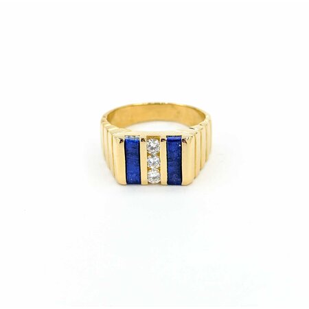 Ring .27ctw Round Diamonds 9.9x2.6mm Blue Lapis 14ky sz10 124110167