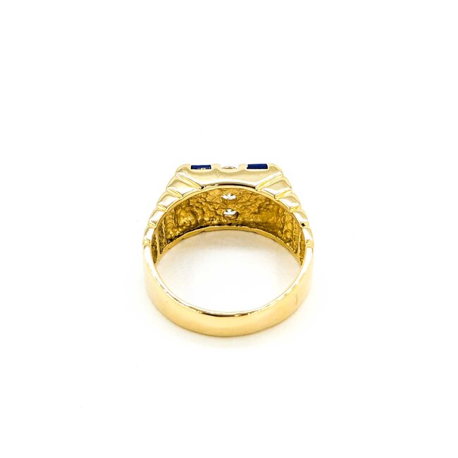 Ring .27ctw Round Diamonds 9.9x2.6mm Blue Lapis 14ky sz10 124110167