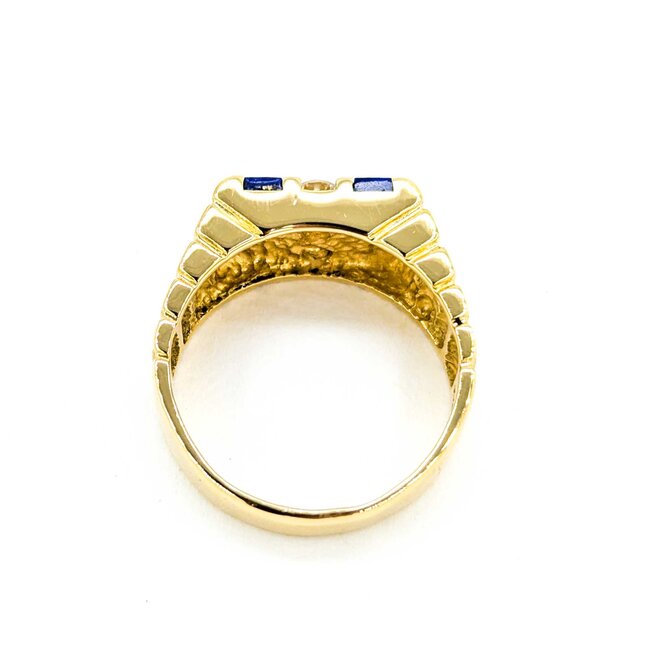 Ring .27ctw Round Diamonds 9.9x2.6mm Blue Lapis 14ky sz10 124110167