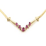  Necklace .04ctw Round Diamonds "V" Style .60ctw Ruby 14ky 16" mm 225012251
