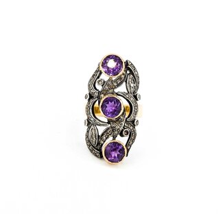 Ring .30ctw Single Cut Diamonds 2.25ctw Amethyst 14ky/SS sz7 225010752