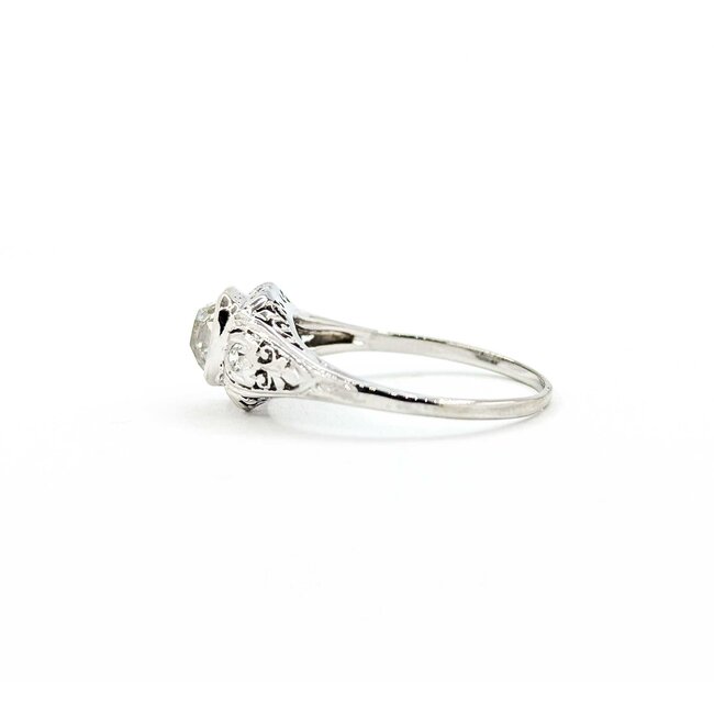 Ring Edwardian .89ct Old Mine Diamond .06ctw Diamonds Platinum sz6 225010754