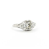  Ring Edwardian .89ct Old Mine Diamond .06ctw Diamonds Platinum sz6 225010754