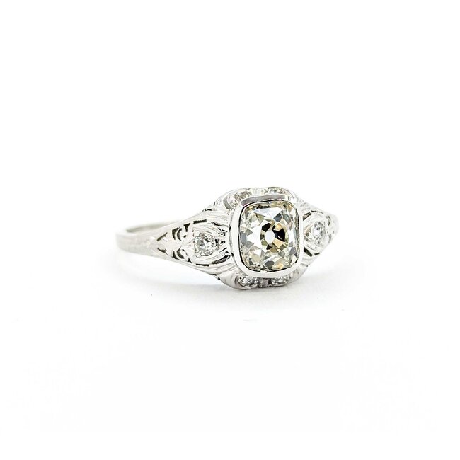 Ring Edwardian .89ct Old Mine Diamond .06ctw Diamonds Platinum sz6 225010754