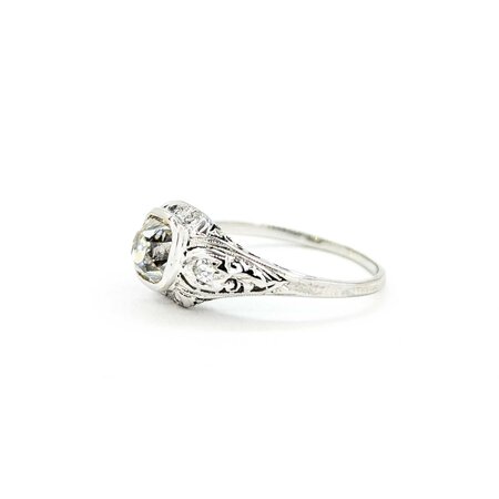 Ring Edwardian .89ct Old Mine Diamond .06ctw Diamonds Platinum sz6 225010754