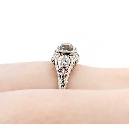 Ring Edwardian .89ct Old Mine Diamond .06ctw Diamonds Platinum sz6 225010754