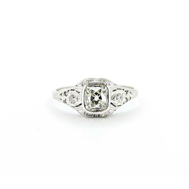 Ring Edwardian .89ct Old Mine Diamond .06ctw Diamonds Platinum sz6 225010754