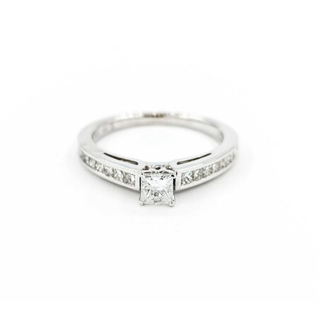 Ring Engagement .33ctw Princess Diamond .38ctw Accent Diamonds 14kw sz7 124110304