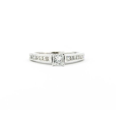 Ring Engagement .33ctw Princess Diamond .38ctw Accent Diamonds 14kw sz7 124110304