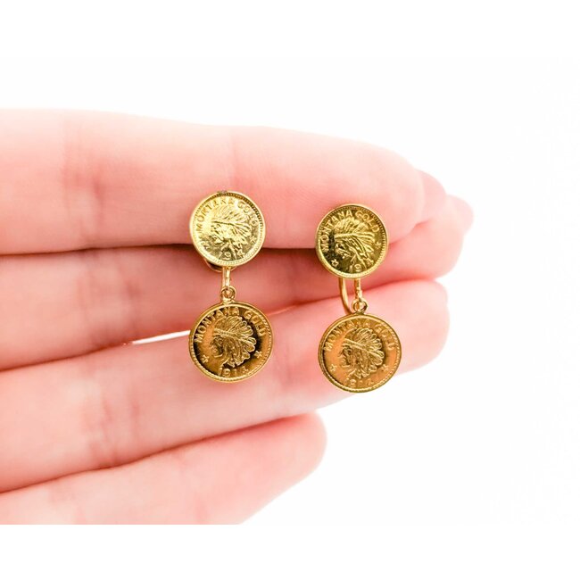 Earrings Dangle 1914 Montana Gold Tokens 25x11mm 10ky 225014301