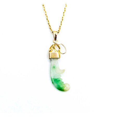 Pendant Carved Jade 42x12mm 18ky 17.25" 225011252