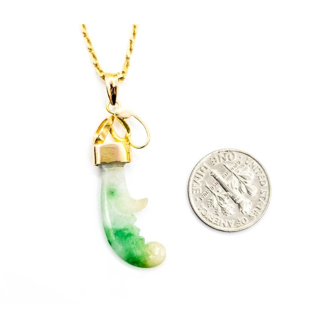 Pendant Carved Jade 42x12mm 18ky 17.25" 225011252