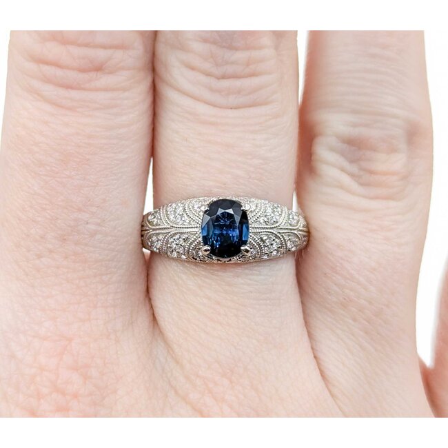 Ring S. Kashi .50ctw Round Diamonds .75ct Sapphire 14kw sz7 225010154