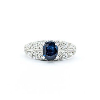 Ring S. Kashi .50ctw Round Diamonds .75ct Sapphire 14kw sz7 225010154