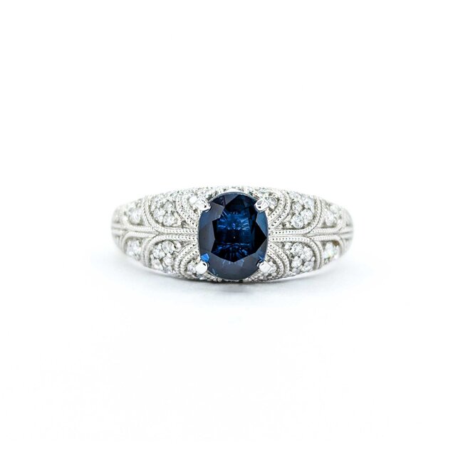 Ring S. Kashi .50ctw Round Diamonds .75ct Sapphire 14kw sz7 225010154