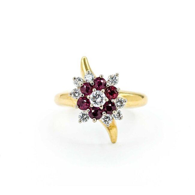 Ring .50ctw Round Diamonds .50ctw Ruby 18ky sz6 225010155