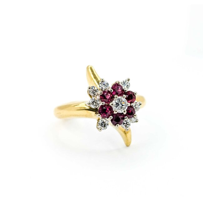 Ring .50ctw Round Diamonds .50ctw Ruby 18ky sz6 225010155