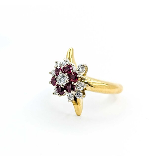 Ring .50ctw Round Diamonds .50ctw Ruby 18ky sz6 225010155