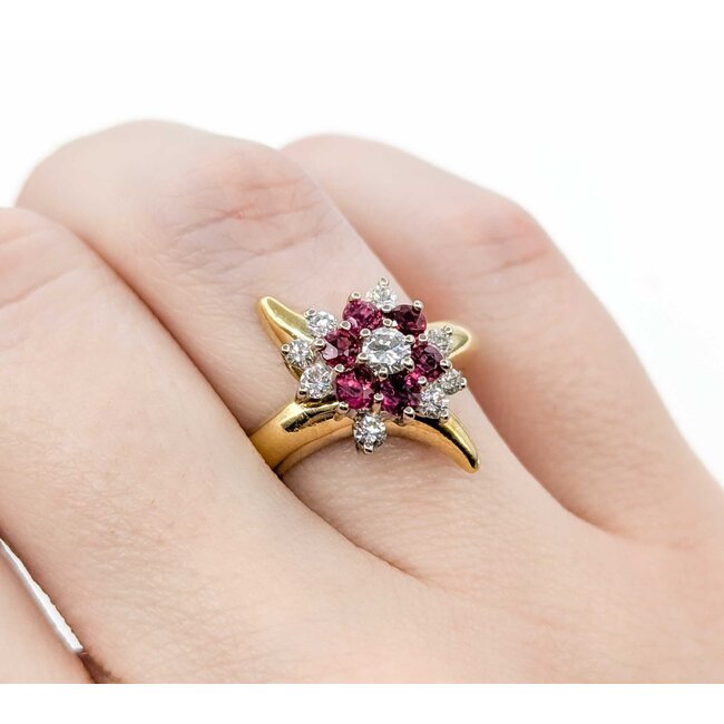 Ring .50ctw Round Diamonds .50ctw Ruby 18ky sz6 225010155