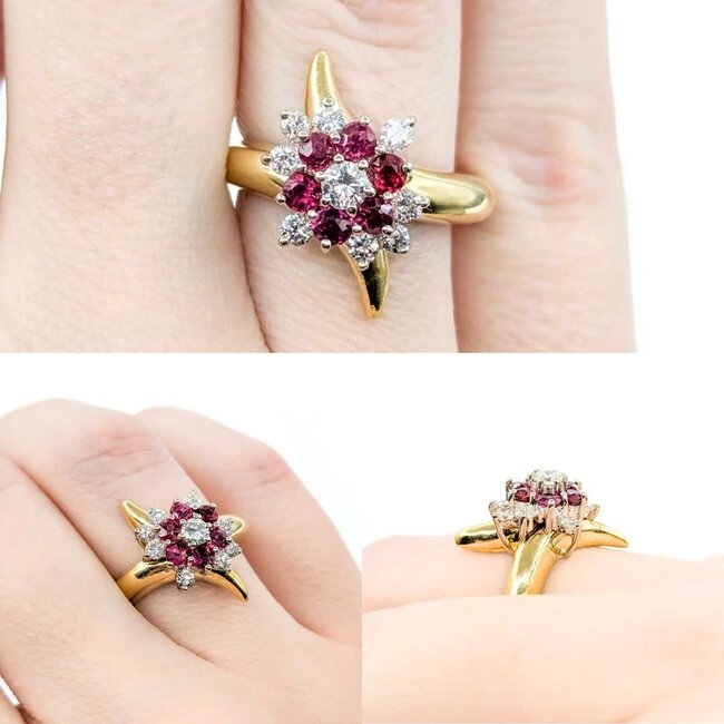Ring .50ctw Round Diamonds .50ctw Ruby 18ky sz6 225010155