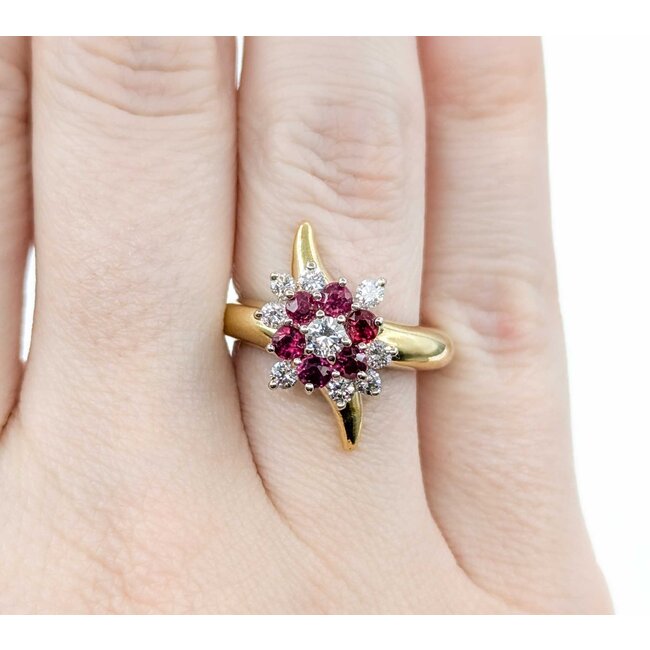 Ring .50ctw Round Diamonds .50ctw Ruby 18ky sz6 225010155