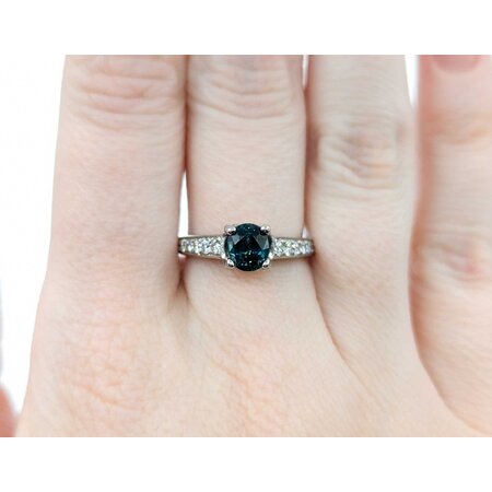 Ring .75ctw Round Diamonds 1.22ct Montana Sapphire 18kw sz7 124030236