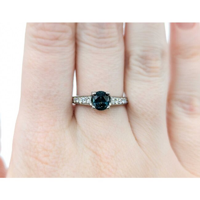 Ring .75ctw Round Diamonds 1.22ct Montana Sapphire 18kw sz7 124030236