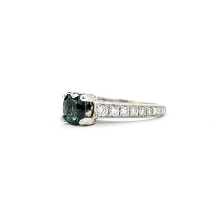 Ring .75ctw Round Diamonds 1.22ct Montana Sapphire 18kw sz7 124030236