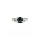  Ring .75ctw Round Diamonds 1.22ct Montana Sapphire 18kw sz7 124030236
