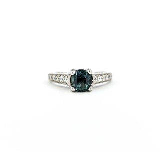 Ring .75ctw Round Diamonds 1.22ct Montana Sapphire 18kw sz7 124030236