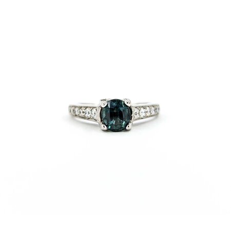 Ring .75ctw Round Diamonds 1.22ct Montana Sapphire 18kw sz7 124030236