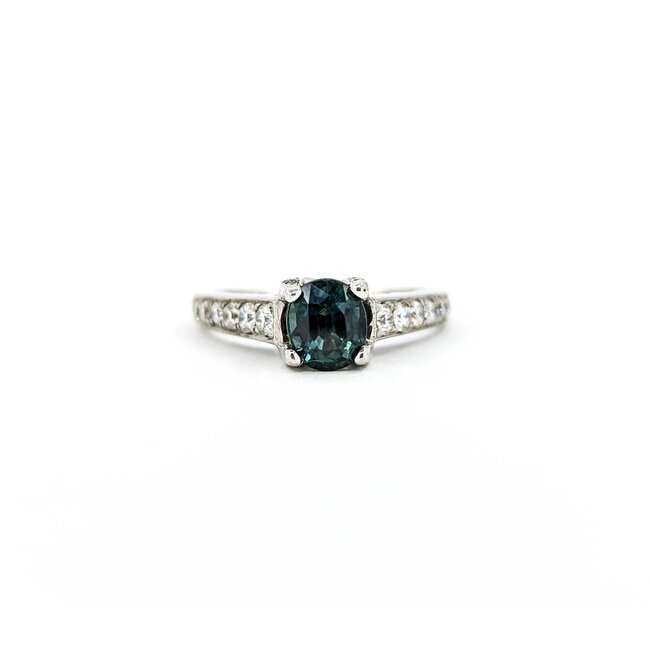 Ring .75ctw Round Diamonds 1.22ct Montana Sapphire 18kw sz7 124030236