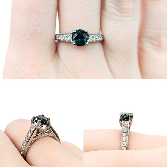 Ring .75ctw Round Diamonds 1.22ct Montana Sapphire 18kw sz7 124030236