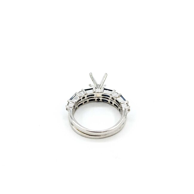 Ring Set Engagement Semi Mount .38ctw Round Diamond 1.25ctw Sapphire Platinum sz5.5 224110312