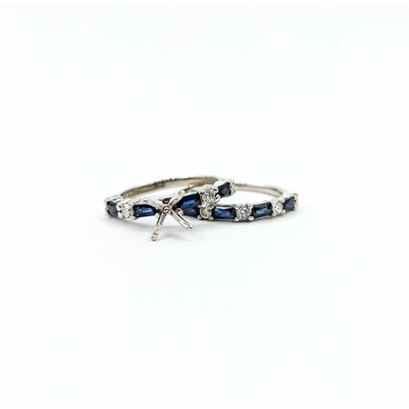 Ring Set Engagement Semi Mount .38ctw Round Diamond 1.25ctw Sapphire Platinum sz5.5 224110312
