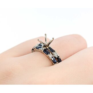 Ring Set Engagement Semi Mount .38ctw Round Diamond 1.25ctw Sapphire Platinum sz5.5 224110312