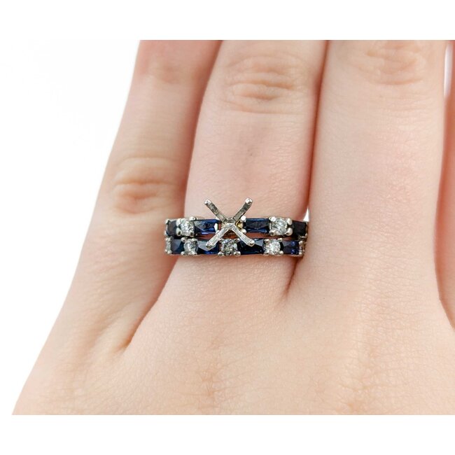 Ring Set Engagement Semi Mount .38ctw Round Diamond 1.25ctw Sapphire Platinum sz5.5 224110312