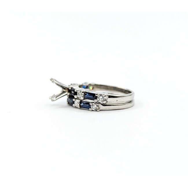 Ring Set Engagement Semi Mount .38ctw Round Diamond 1.25ctw Sapphire Platinum sz5.5 224110312