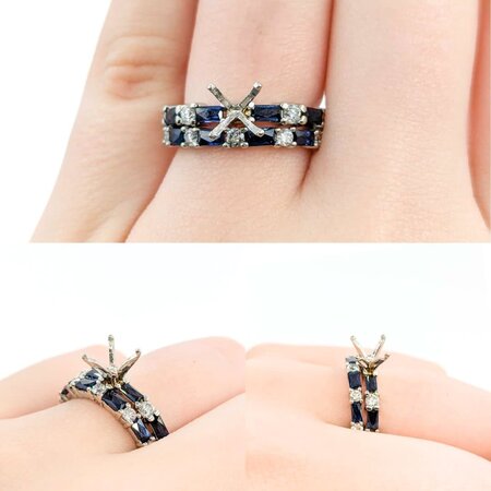 Ring Set Engagement Semi Mount .38ctw Round Diamond 1.25ctw Sapphire Platinum sz5.5 224110312
