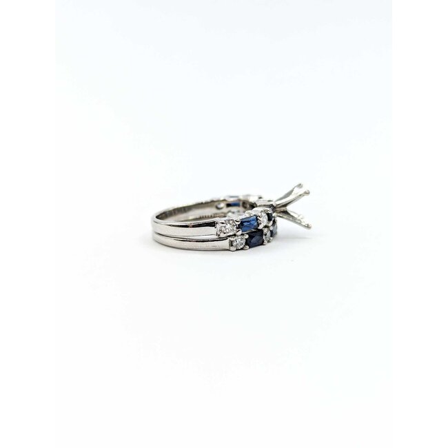 Ring Set Engagement Semi Mount .38ctw Round Diamond 1.25ctw Sapphire Platinum sz5.5 224110312