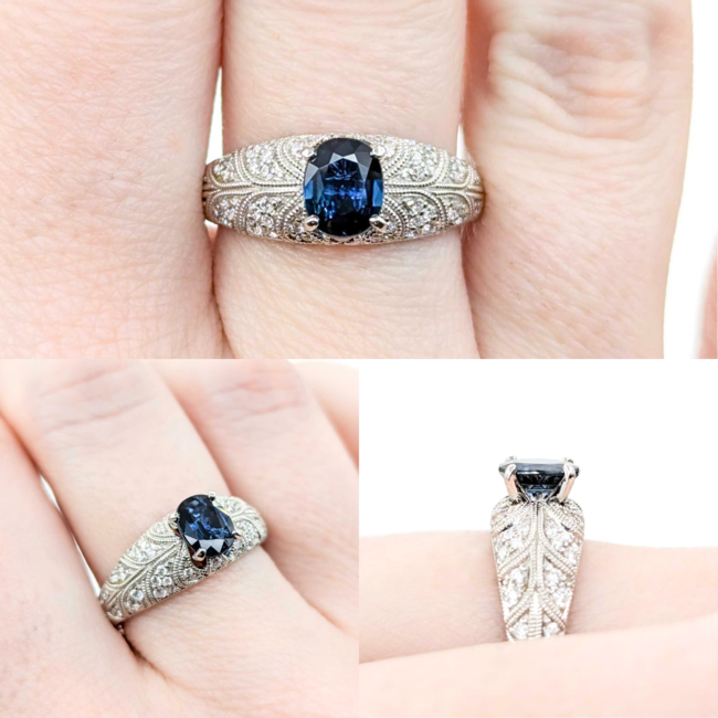 Ring S. Kashi .50ctw Round Diamonds .75ct Sapphire 14kw sz7 225010154