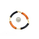  Bracelet 7mm Tube Red Jade/Onyx 14ky 4 Section 7.5" 7mm 225013254