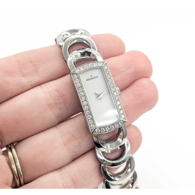 Watch Movado Rondiro 845H51411S .36ctw Round Diamonds 28x15 Stainless 7.25" Watch Only 225016601