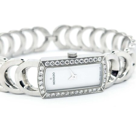 Watch Movado Rondiro 845H51411S .36ctw Round Diamonds 28x15 Stainless 7.25" Watch Only 225016601